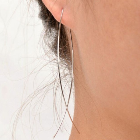 Gold and Silver Simple Geometric Curved Earring - Picture 1 of 4